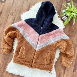 Wild Fable Colorblock Sherpa Teddy Bear Oversized Zip Jacket